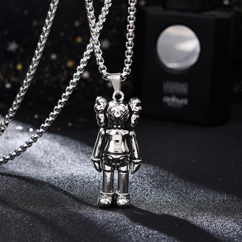 Kaws Sesame Street boneka titanium steel necklace Jepang in fashion merek hip hop laki-laki cool dis