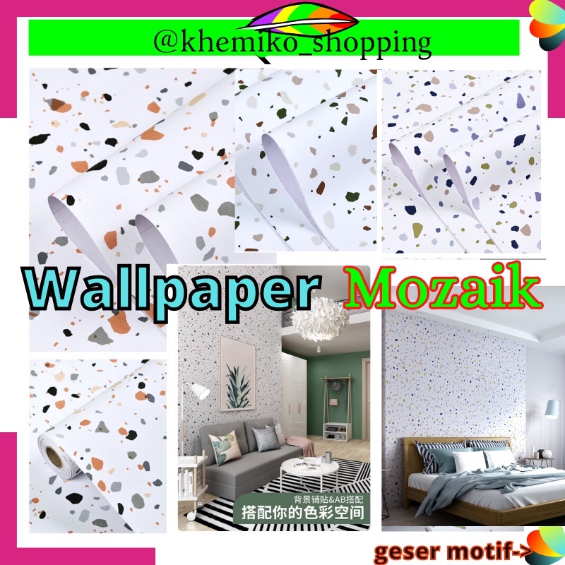 Wallpaper LEBAR 60cm Motif Mozaik Wall Paper Stiker Sticker Setiker Dinding Dekorasi Rumah Tembok Ru