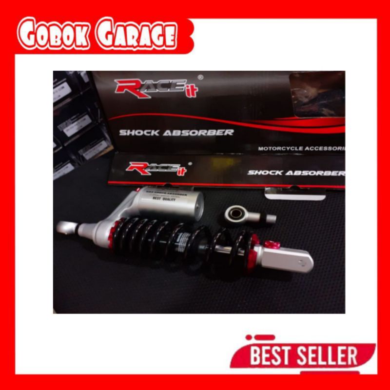 Shockbreaker race it Uk 310mm &amp; 330mm Ulir Hitam Tabung Silver matic Honda &amp; Yamaha