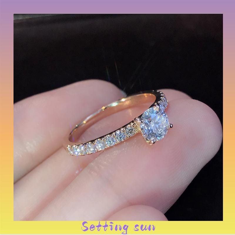 Cincin Titanium Anti Karat Wanita Emas Perak 925 Berlian Perhiasan TN