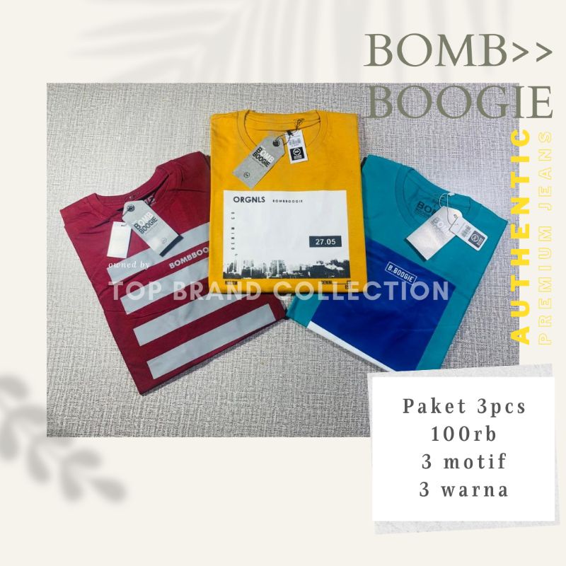 Kaos Bombboogie pria dan wanita lengan pendek 3-pcs