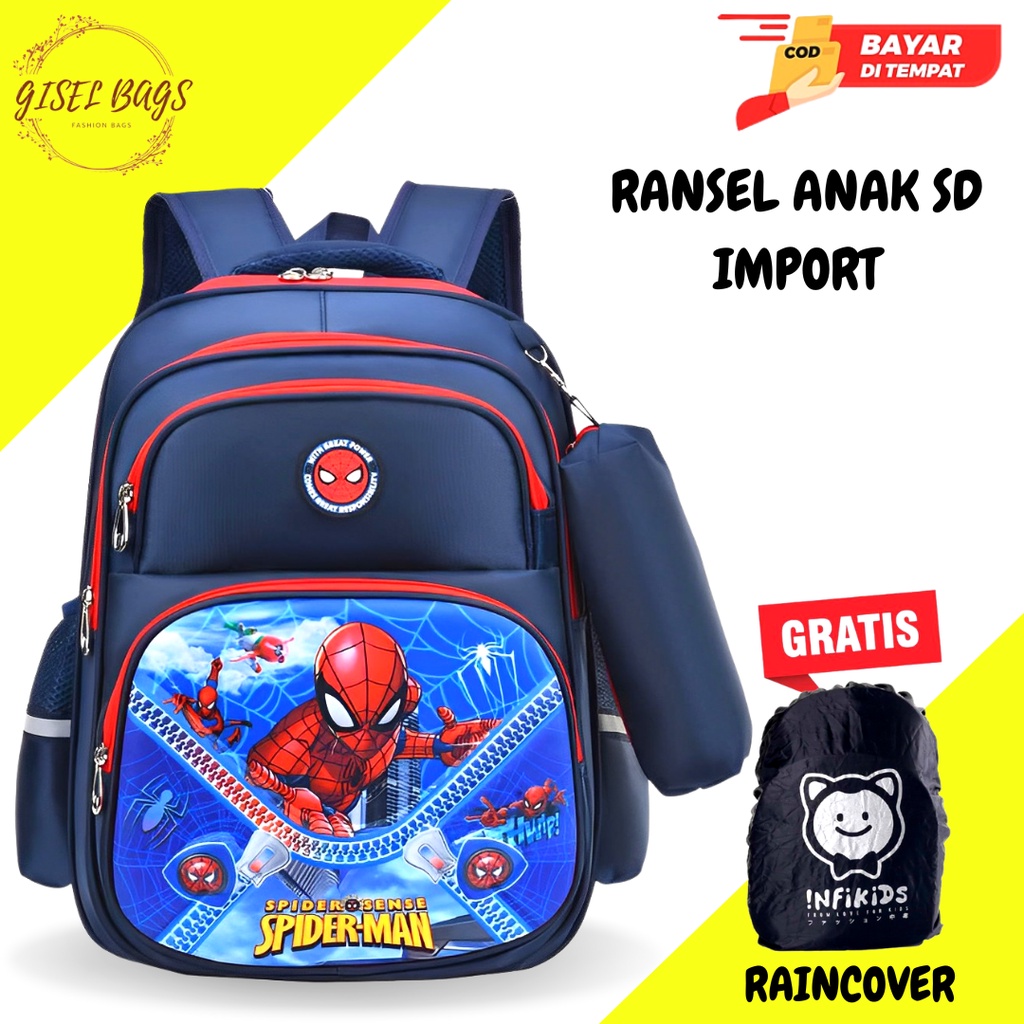 GB Tas anak laki laki sekolah sd gambar timbul karakter superhero