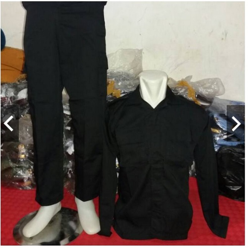 Baju Seragam Setelan PDL Satpam / Security Hitam Kotak