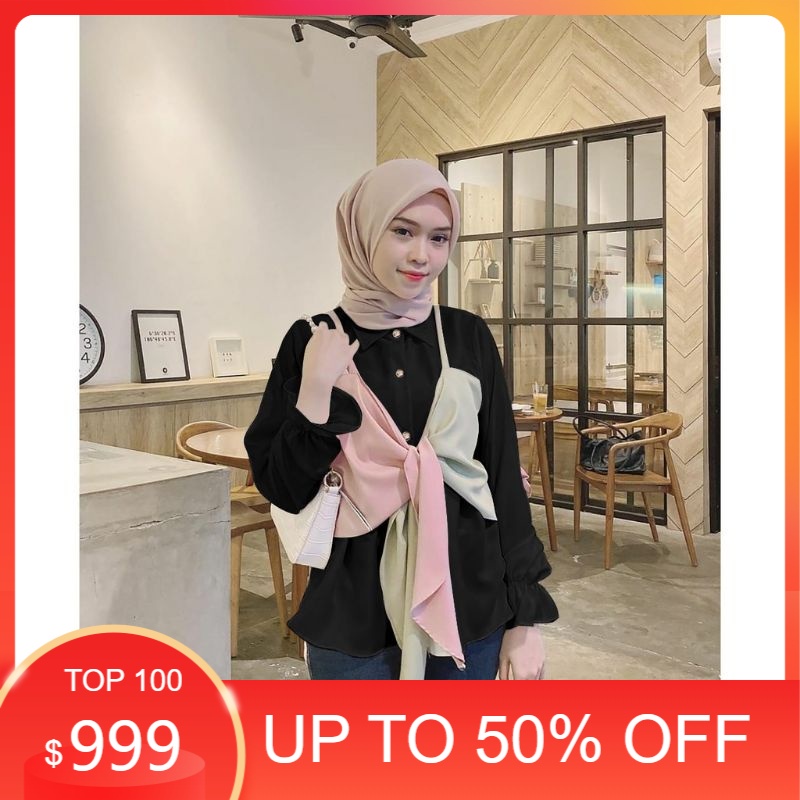 Rosi Top Kemeja Wanita  Atasan Blouse Muslim Korean Style