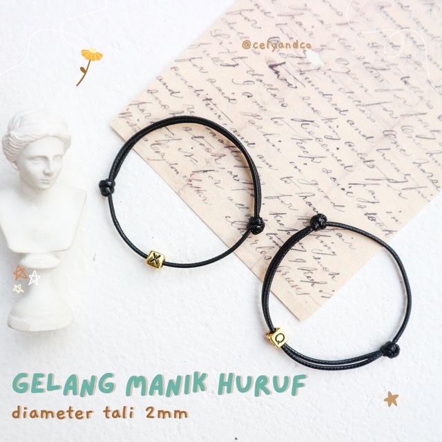 (GOLD) GELANG NAMA/ GELANG HURUF /GELANG TALI COUPLE