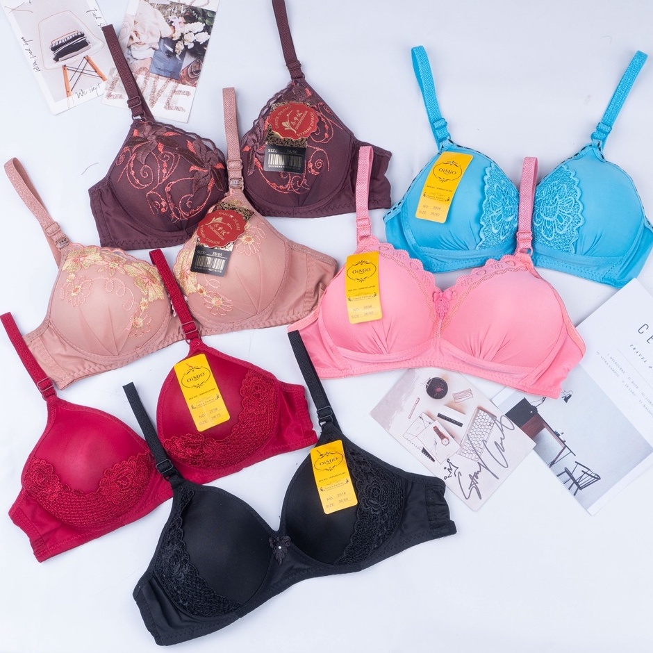 VS - BRA Wanita BH Motif Halus Premium / BH Wanita Tanpa Kawat Busa Tebal Kualitas Premium Merk Oimio dan Qiaomengyi