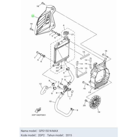 COVER TUTUP RADIATOR NMAX ASLI ORIGINAL YAMAHA 2DP E2467 00