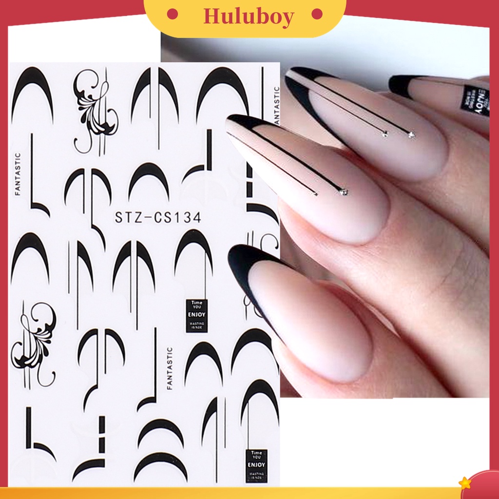 Huluboy Huluboy♡ Stiker Kuku Bahan Kertas Gaya Perancis Untuk Dekorasi Nail Art Wanita