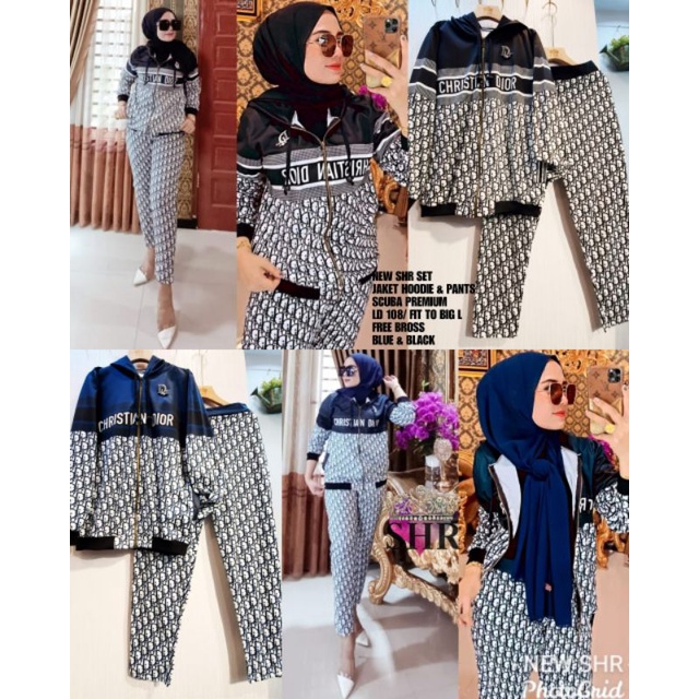 COD NEW SHR ORI 100% SETELAN CELANA ONE SET JAKET DI*R SCUBA PREMIUM FREE BROSS SYAHIRA