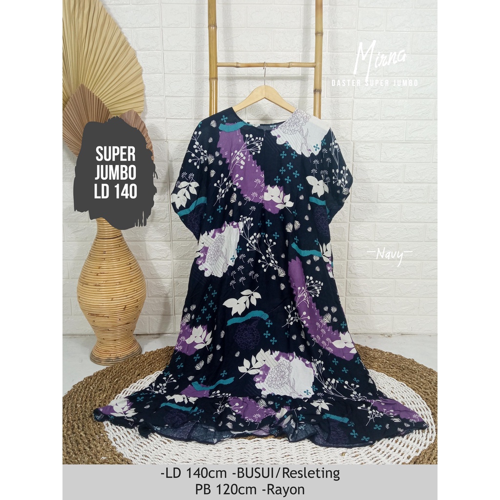 LD 140cm Daster Super Jumbo (42 Motif) (Part 2) dan  Daster Kaftan Viral LD 150cm Ruffle Big Size-Mirna Navy