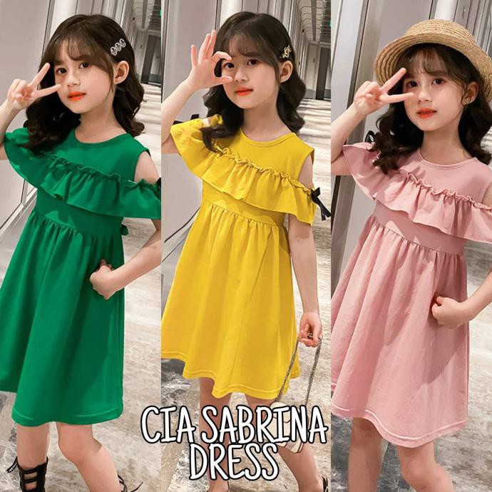 FALSH SALE BAJUKIDDIE CIA SABRINA DRESS ANAK IMPOR KOREA / BAJU DAILY - green, 110