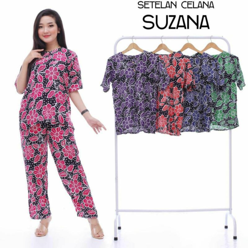 SETELAN CELANA SUZANA || SETELAN BATIK CELANA || ONE SET PIYAMA BATIK
