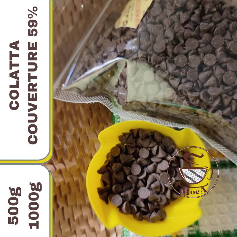 

1000 GRAM COLATTA COUVERTURE 59% DARK CHIPS CHOCOLATE COKLAT