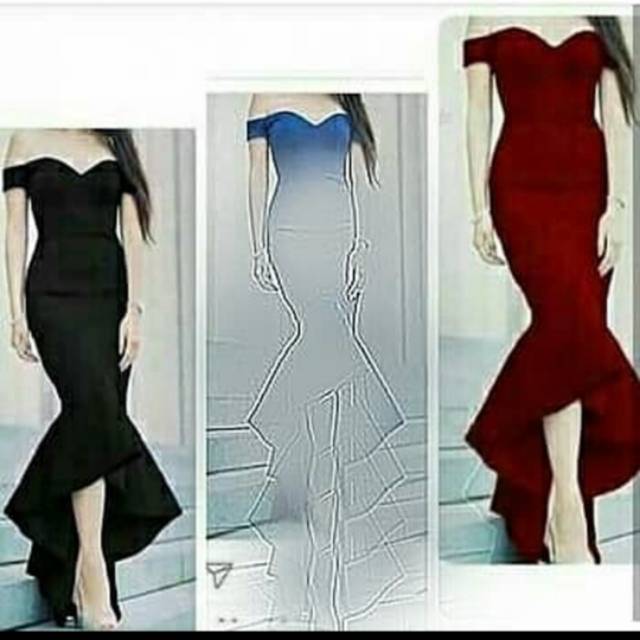 Long Dress Scuba Sabrina Mermaid Duyung Bagus Model Cantik