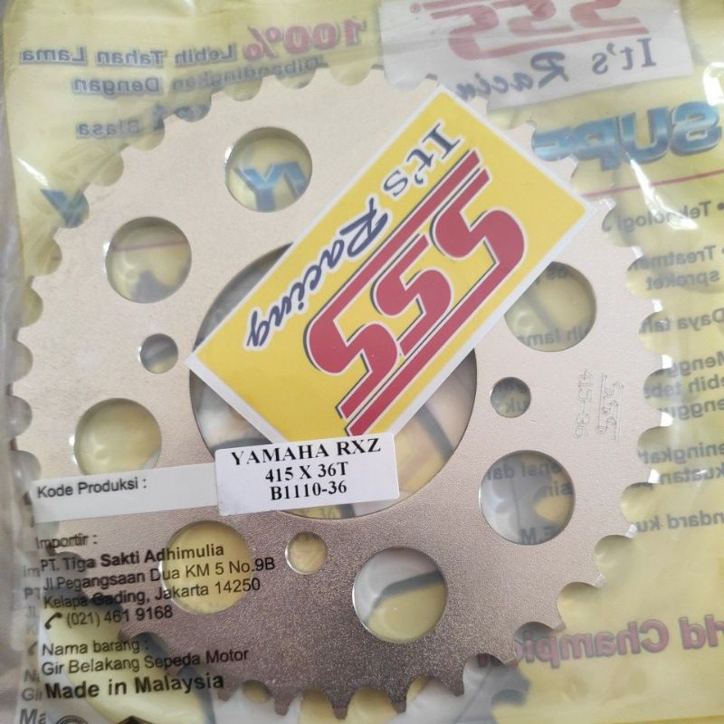 Gear Belakang SSS 415 28 30 31 32 33 34 35 36 37 38 39 40 41 RXZ RXKing Jupiter Vega MX FIZR-SSS 415-36