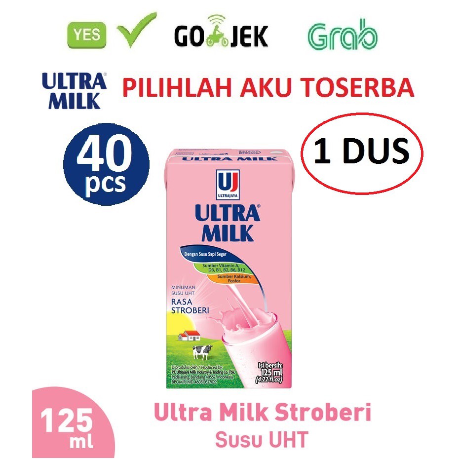 Susu Ultra Stroberi (Strawberry) 125 ml - (1 DUS ISI 40 pcs)