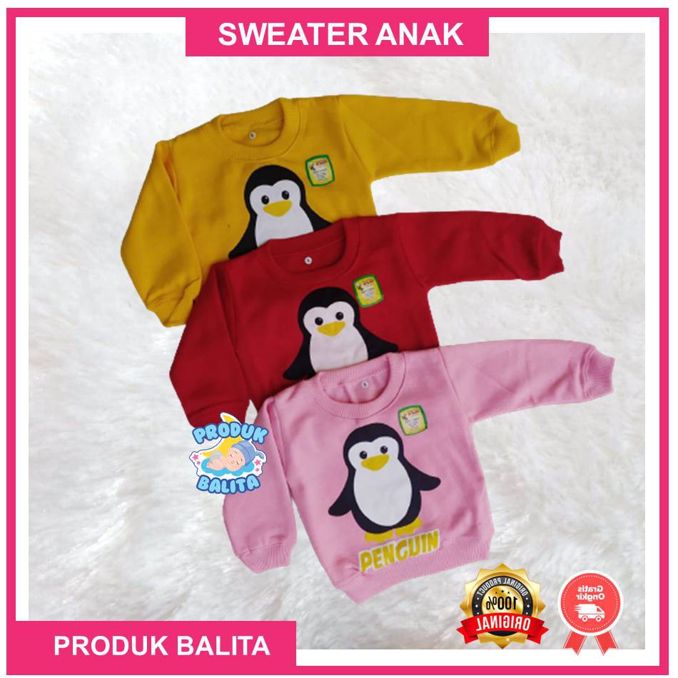 Sweater Bayi New Born Bayi Laki-laki Perempuan Sweater anak Gambar Penguin Ukuran S Telaris