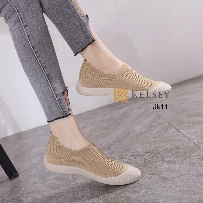 RESTOCK!!  NICOLE SEPATU FLYKNIT KELSEY JK11 SEPATU FLAT SLIP ON WANITA IMPORT