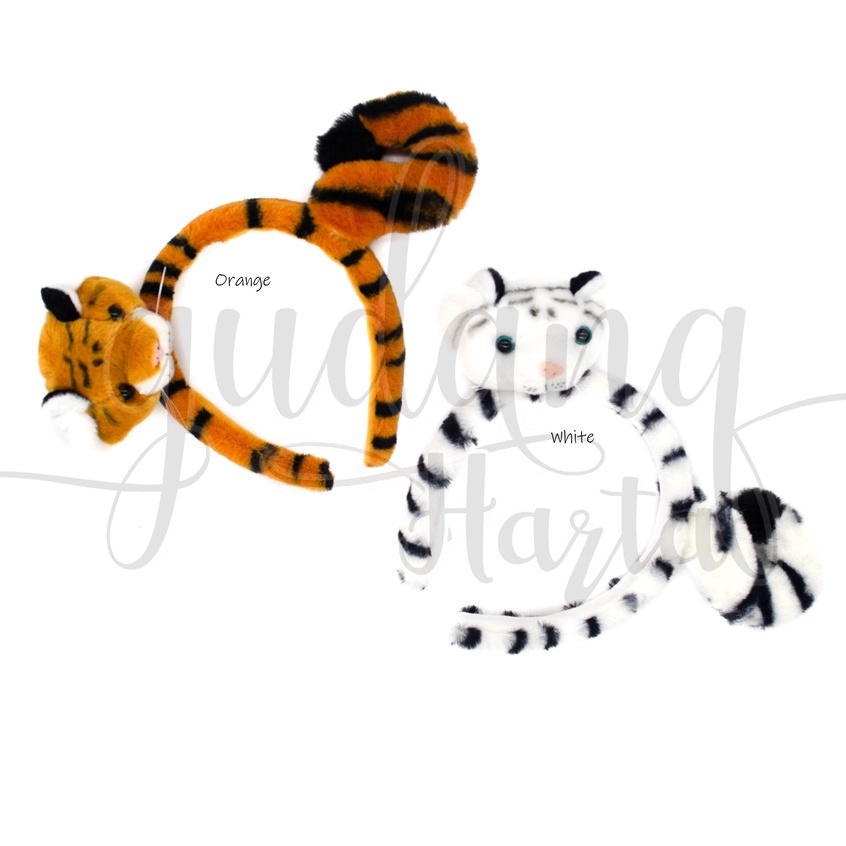 Bando Harimau Kepala Ekor Fluffy Bandana Motif Hewan Lucu GH 211126