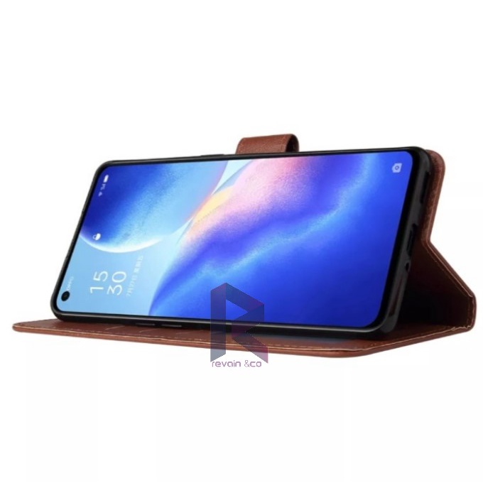 FLIP WALLET OPPO RENO 5 LEATHER KULIT PREMIUM SARUNG BUKA TUTUP FLIP CASE OPPO RENO 5