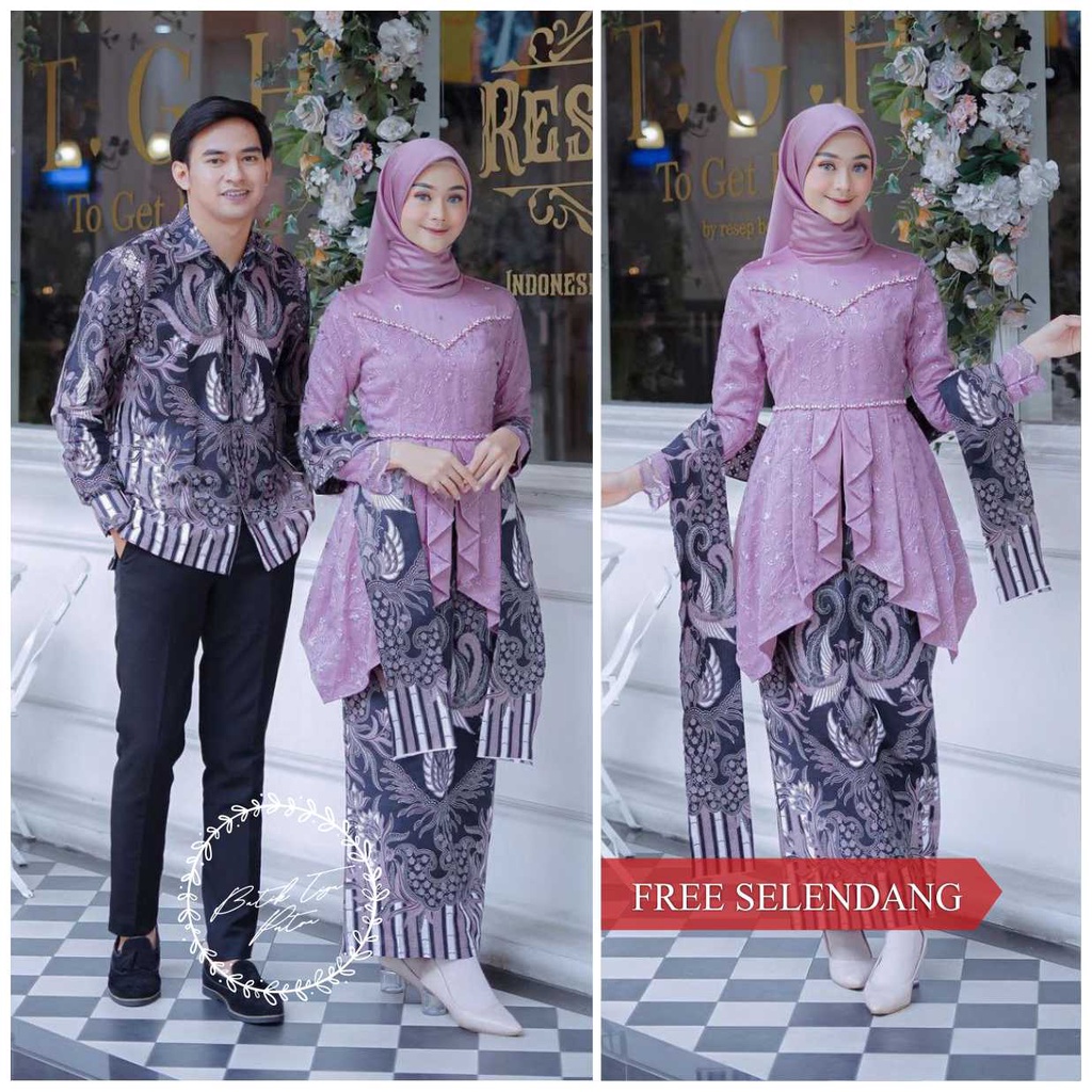 Jual Batik Couple Kebaya Couple Kebaya Modern Baju Tunangan Wisuda Lamaran Baju Batik Brokat 