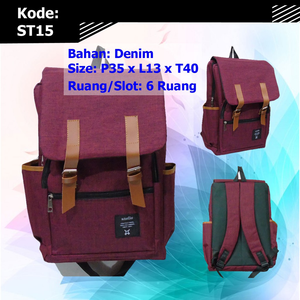 Tas Ransel ST15 | Ransel Wanita Pria | Backpack | Punggung
