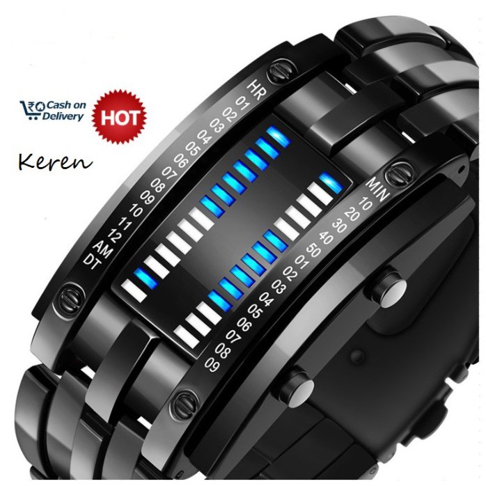 COD✔Jam Tangan Pria Digital Jam tangan Rantai Ironman Men's Watch Stainless Steel