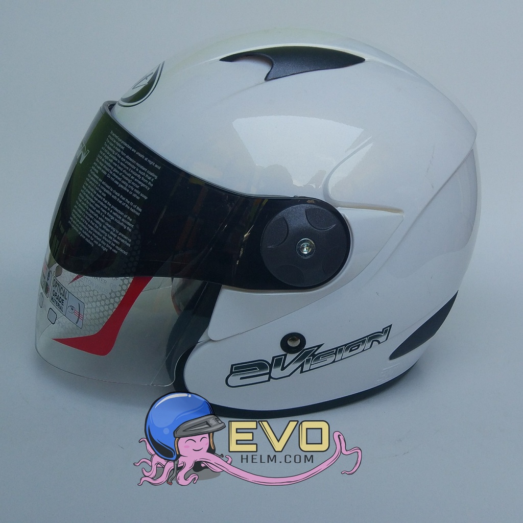 HELM KYT 2 VISION SOLID WARNA LENGKAP - BLACK DOFF-WHITE