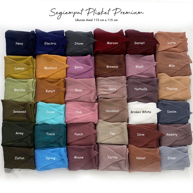 Square Plisket Segiempat Pleats Hijab Ceruty babydoll Bella