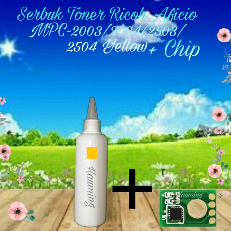Serbuk Toner Ricoh Aficio MP C2003 C2004 C2503 C2504 C3003 C3503 C4503 C5503 C6003 SP Yellow + Chip