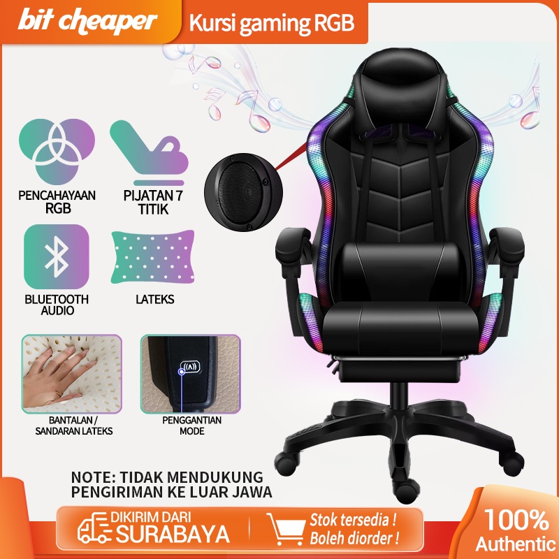 Gaming chair pijat kursi gaming LED musik profesional kursi gamers kursi santai permainan footrest