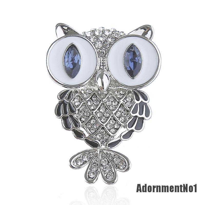 (Adornmentno1) Bros Pin Bentuk Burung Hantu Natal Bahan Alloy Hias Berlian Imitasi Untuk Wanita