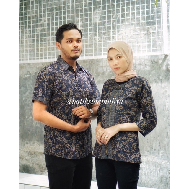 Batik Couple Modern Pasangan Sarimbit Pria wanita Baju Kerja blazer Atasan Kantor Kemeja Blouse Fashion Full Furing Eksklusif