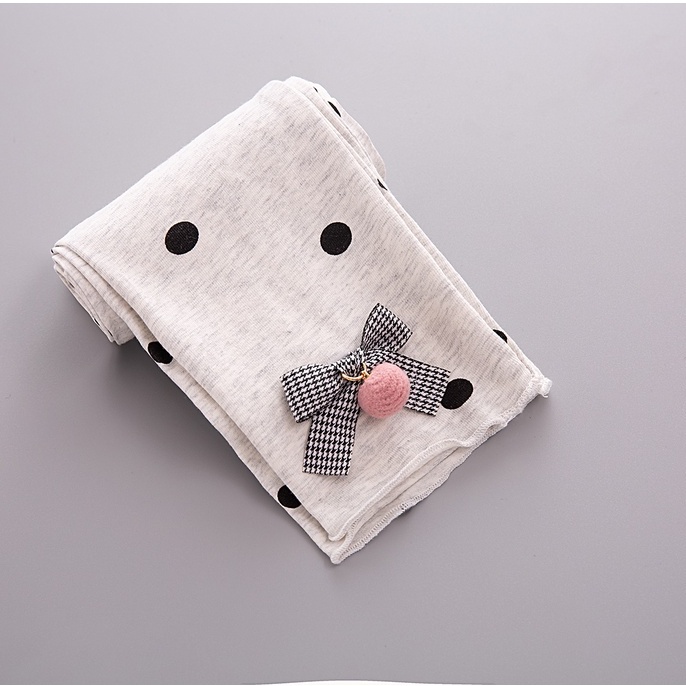 legging bayi/ anak perempuan/cewek polos elastistas & bernapas impor 3 bln - 2thn-Polkadot pita Abu