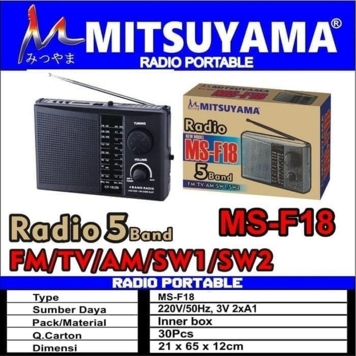 Radio Mitsuyama MS F-18 / Radio 5 Band FM/TV/AM/SW1/SW2/ radio FM
