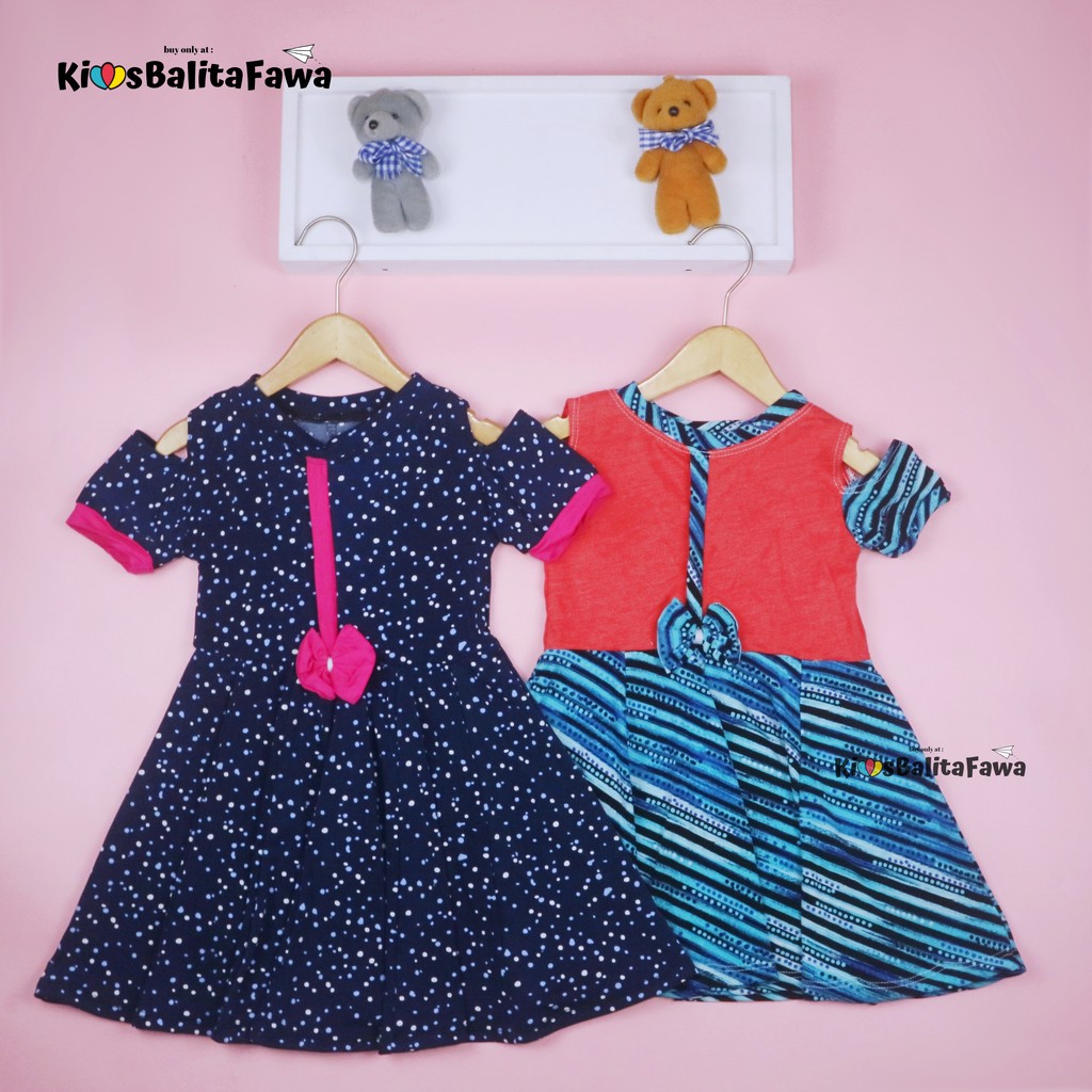 Dress Sabrina 1-2 Tahun / Baju Anak Cewek Dres Lengan Dres Perempuan Murah Balita Pesta Fashion