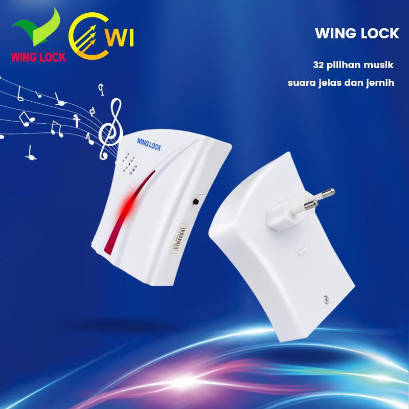 Bel Pintu Wireless 2 Remot/Bell Rumah 2 Tombol/Doorbel Wing Lock