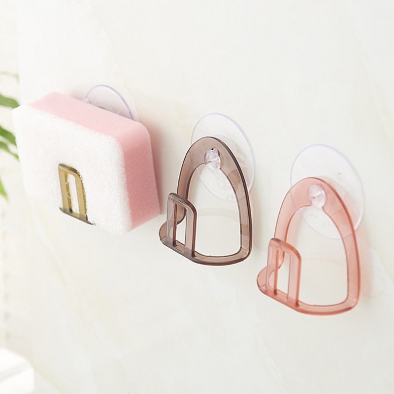 Home Suction Cup Wall Hanging Sponge Drain Holder / Bathroom Kitchen Sink Soap Storage Rack