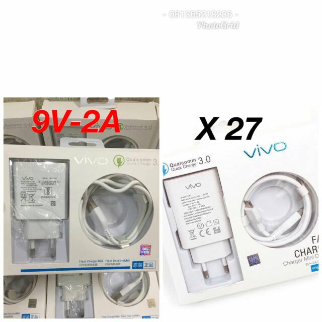 Charger Vivo Fast Charging 9V-2A / X27  44W Original 100%/Charger Vivo V15 V11 V9 V7 V5 Y71 Y83 Y95