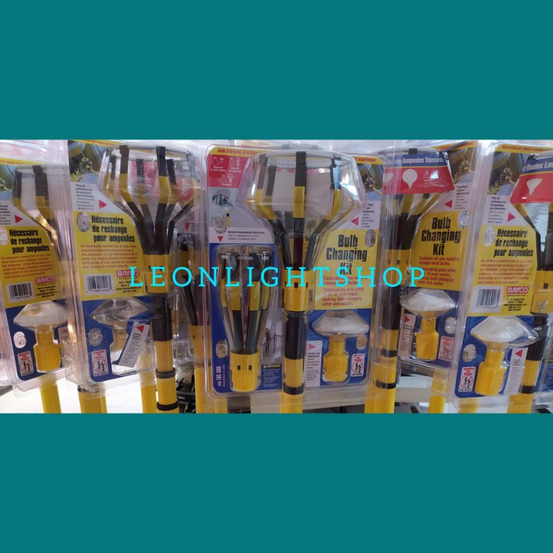 BAYCO SET TONGKAT PENGGANTI BOHLAM LAMPU ALUMINIUM/ACE LIGHT BULB CHANGER/TONGKAT MELEPASKAN LAMPU