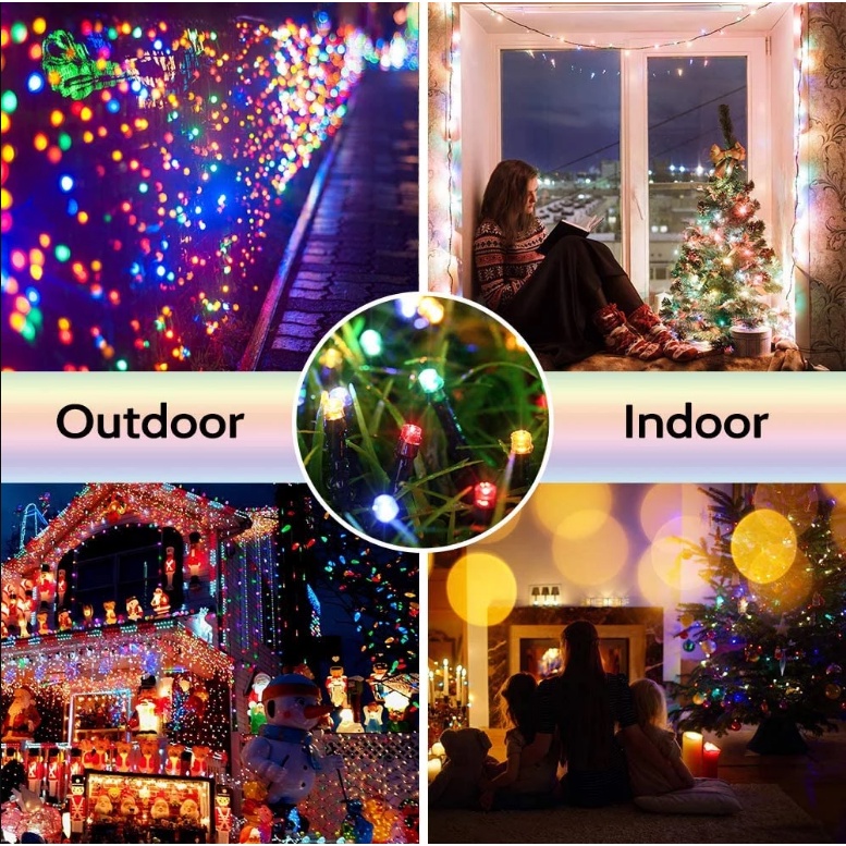 Lampu TENAGA SURYA 22meter 200LED Solar Tumblr String Lights 8 Modes Solar Twinkle Fair Lights for Christmas Garden Auto on/off 22m Solar led light Warna Warni Outdoor Waterproof Lampu Raya