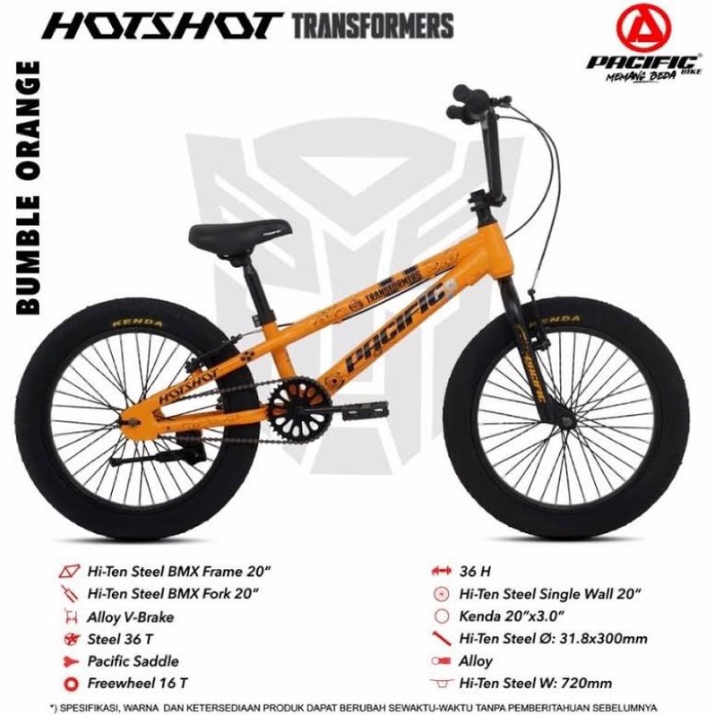 SEPEDA BMX PACIFIC HOTSHOT TRANSFORMER 20 INCH BUMBLEEBEE ORANGE