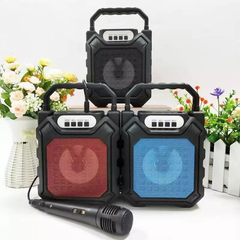 SPEAKER BLUETOOTH + MIC KARAOKE 702 / Speaker Hitam Bluetooth Portable FREE Microphone HF-S339 LED