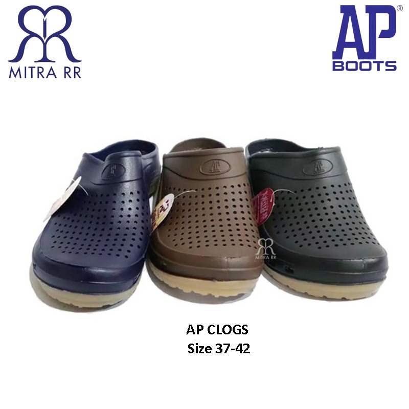 MitraRR AP Clogs Navy Hitam Cokelat AP Boots Sendal Pria Casual Anti Air Anti Slip