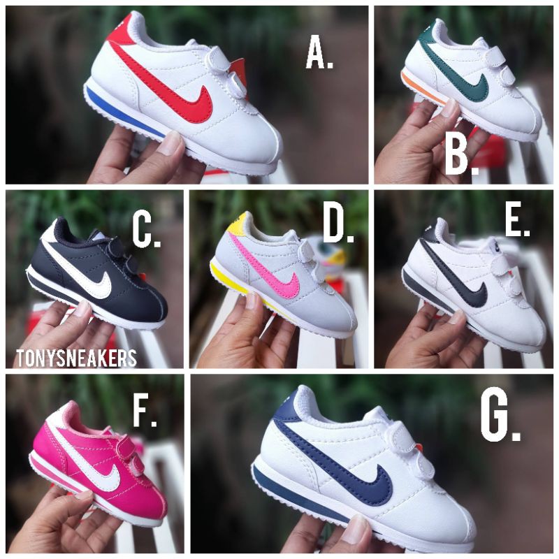 Nike Cortez Kids Perekat Putih Hitam Merah Pink Grey Navy Sneakers Sepatu Anak velcro.