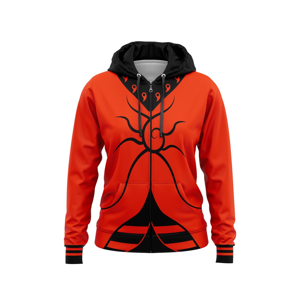 Jaket Hoodie Wanita Anime Jepang Naruto Baryon Mode Full Printing Custom