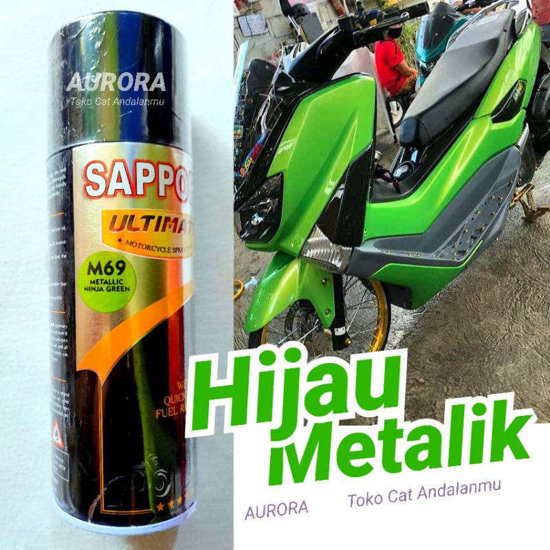 Cat Hijau Metalik Sapporo Ultimate Metallic Ninja Green M69 Ijo Metalic Saporo Ultimet Cet Pilok Pil