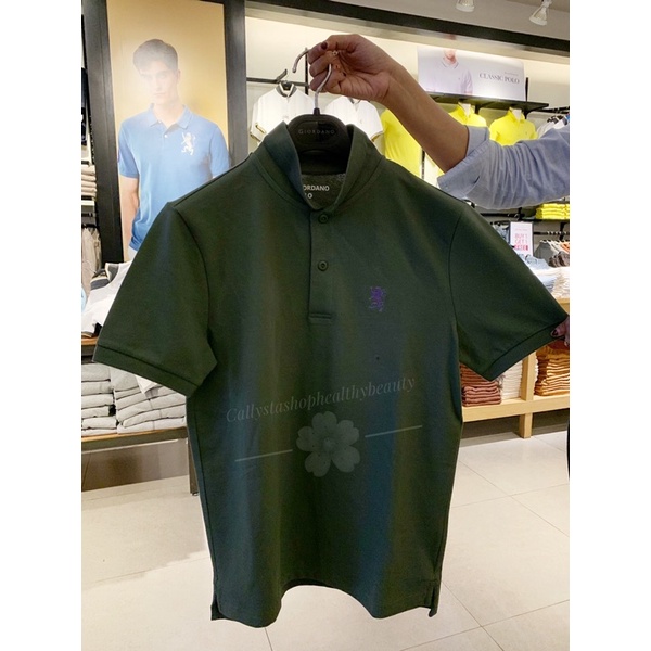 Giordano Polo Shirt Man Lion 3D Signature Thyme Size S