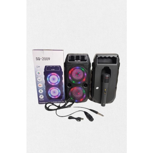 Speaker Bluetooth Karauke SQRS-2009 Led Plus Mic Karauke Suara SuperBass/Speaker Mic Karuke Bluetoot