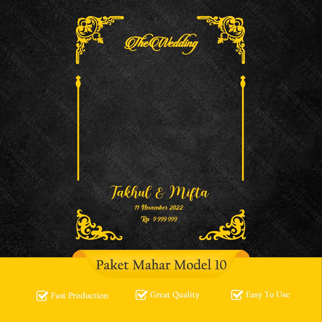 Dekorasi Mahar Akrilik Emas/ Mirror Gold Dekorasi Bahan Mahar